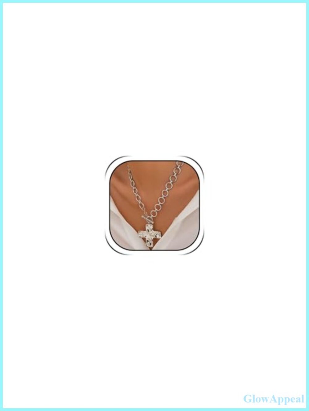 Chunky Cross Necklace for Women 18in Paperclip Chain Gold Plated Pendant